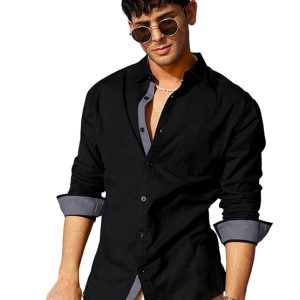Pinkmint Men's Solid Shirt | Soft Cotton Blend | Casual Shirt | Plain | Full Sleeve - Regular Fit (Available in Plus Size)